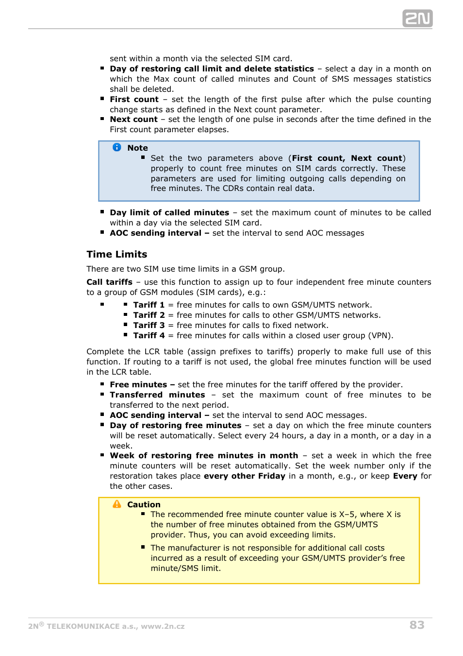 2N StarGate/BlueTower v5.2 User Manual | Page 83 / 162