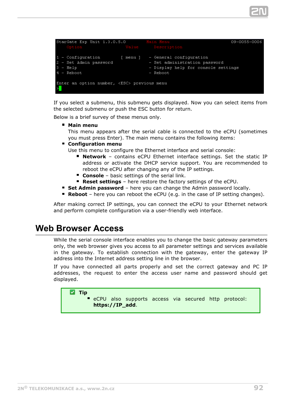 Web browser access | 2N StarGate/BlueTower v5.2 User Manual | Page 92 / 162