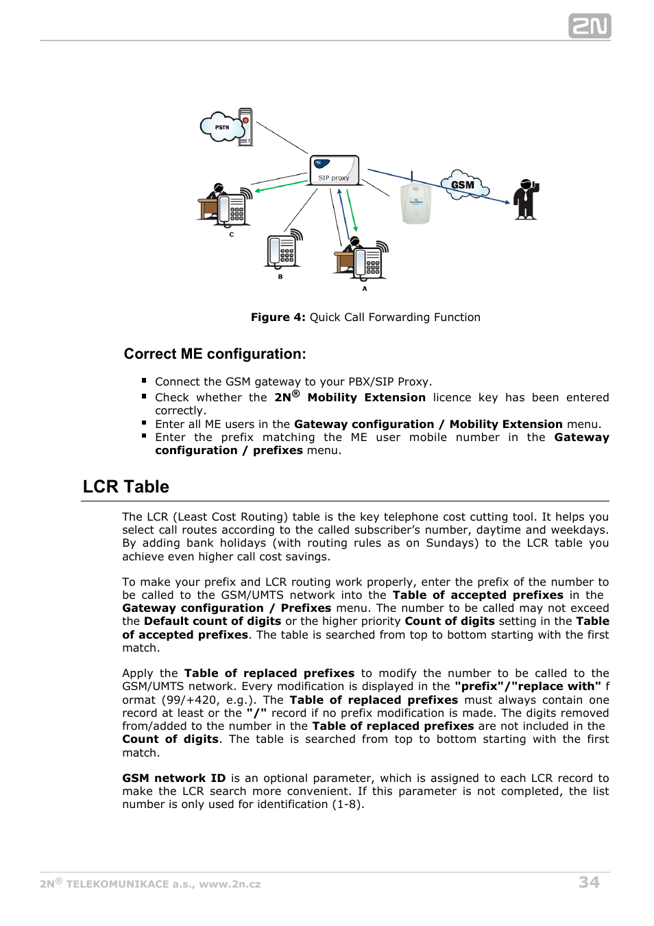 Lcr table, Correct me configuration | 2N VoiceBlue Next v3.7 User Manual | Page 34 / 111