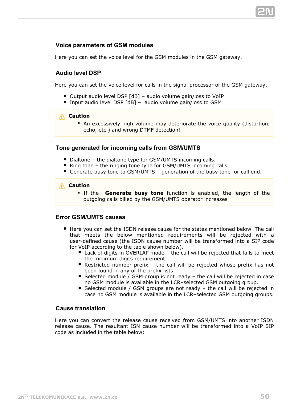 2N VoiceBlue Next v3.7 User Manual | Page 50 / 111