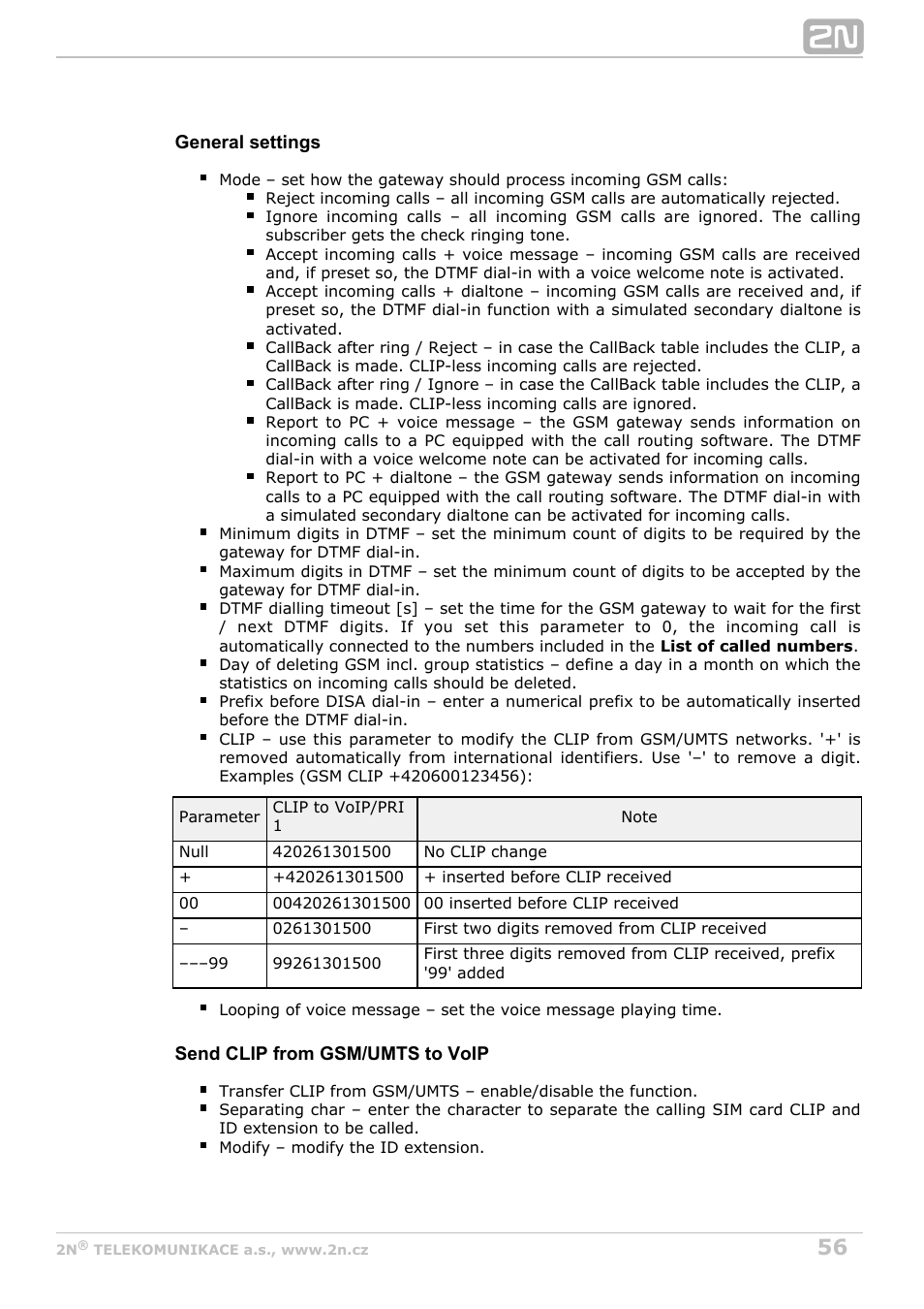2N VoiceBlue Next v3.7 User Manual | Page 56 / 111