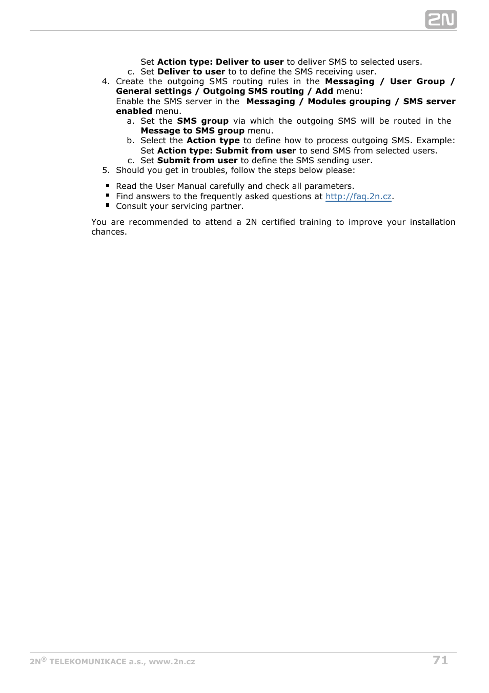 2N VoiceBlue Next v3.7 User Manual | Page 71 / 111