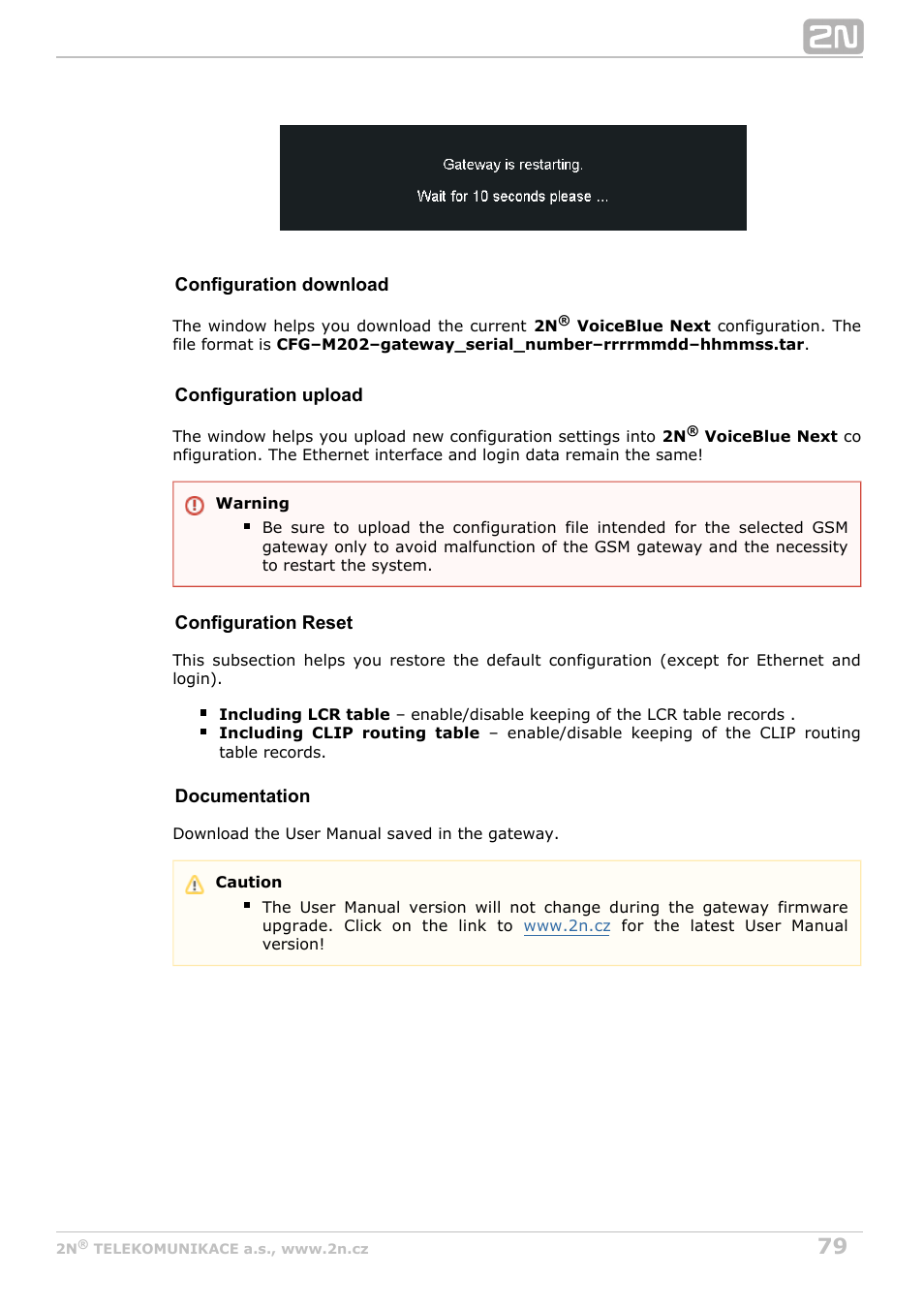 2N VoiceBlue Next v3.7 User Manual | Page 79 / 111