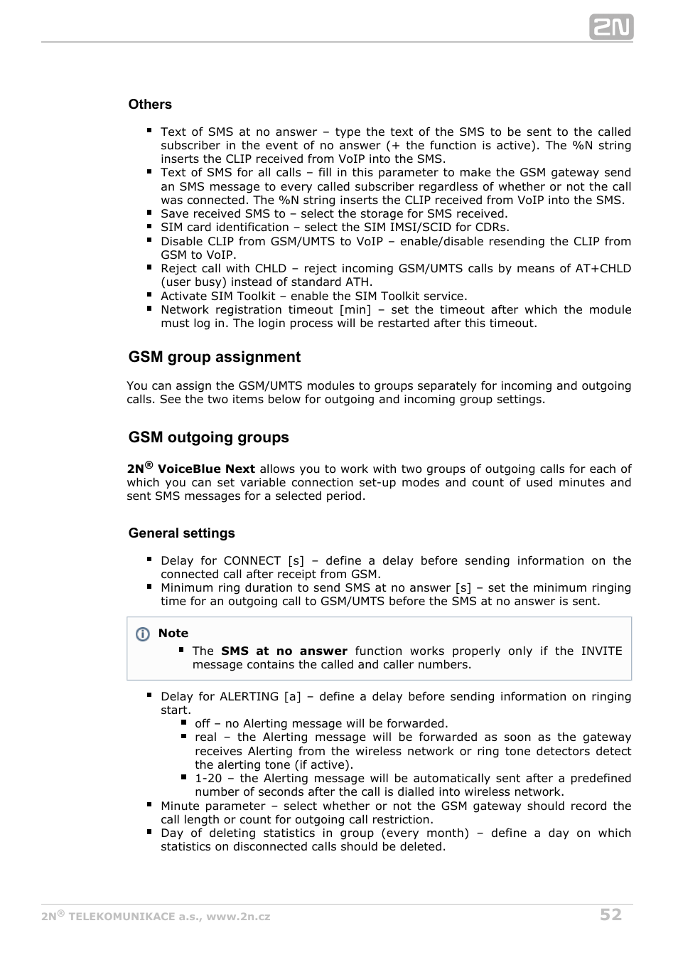 Gsm group assignment, Gsm outgoing groups | 2N VoiceBlue Next v3.6 User Manual | Page 52 / 110