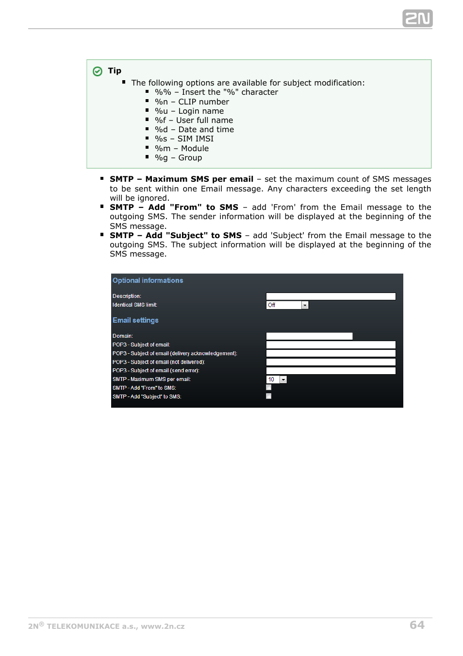 2N VoiceBlue Next v3.6 User Manual | Page 64 / 110