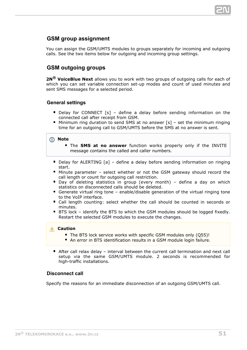 Gsm group assignment, Gsm outgoing groups | 2N VoiceBlue Next v3.5 User Manual | Page 51 / 108