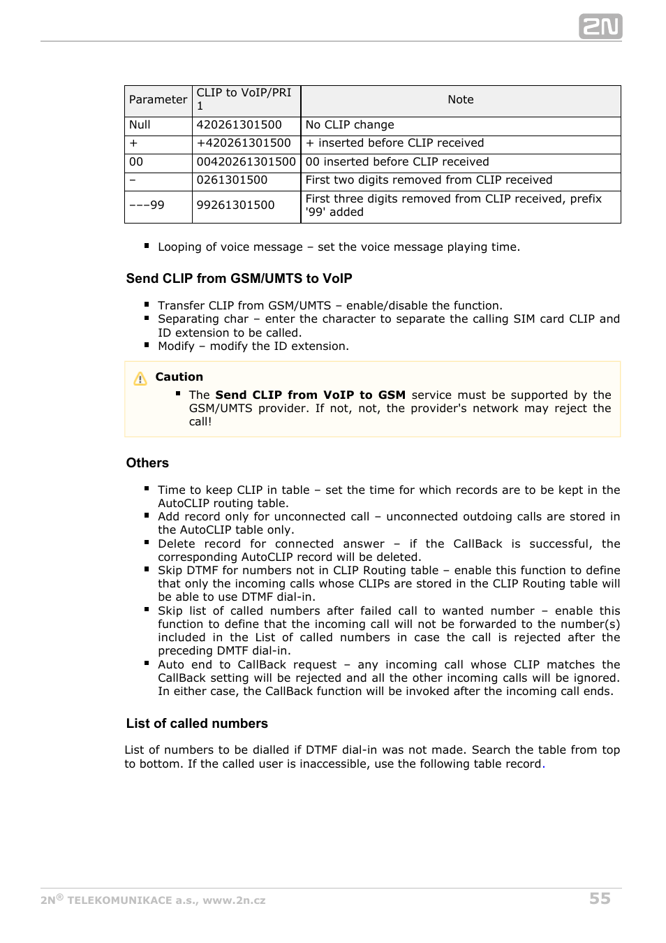 2N VoiceBlue Next v3.5 User Manual | Page 55 / 108