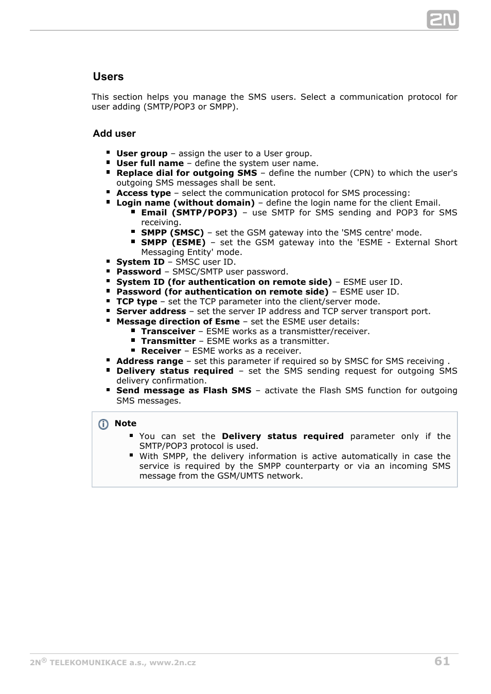 Users | 2N VoiceBlue Next v3.5 User Manual | Page 61 / 108