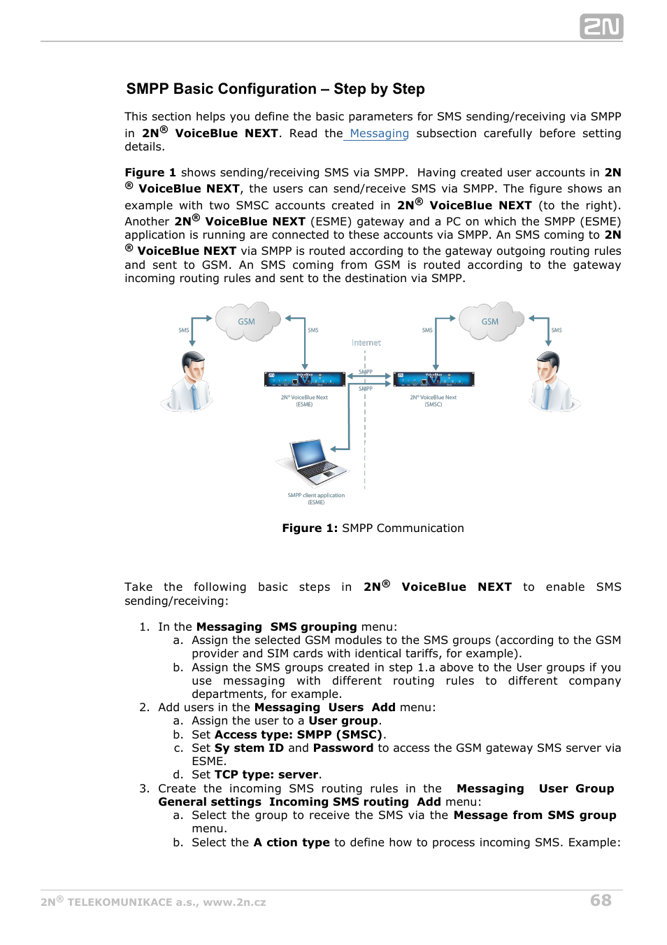 Smpp basic configuration – step by step | 2N VoiceBlue Next v3.5 User Manual | Page 68 / 108