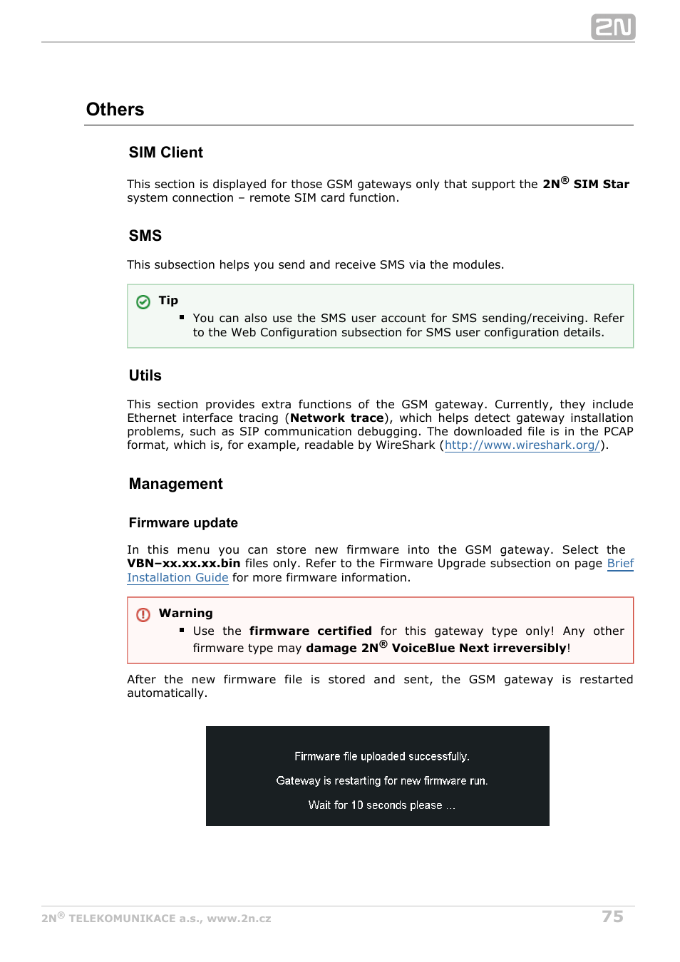 Others, Sim client, Utils | Management | 2N VoiceBlue Next v3.5 User Manual | Page 75 / 108