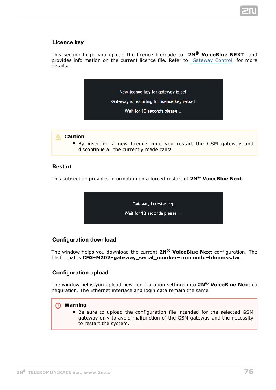 2N VoiceBlue Next v3.5 User Manual | Page 76 / 108