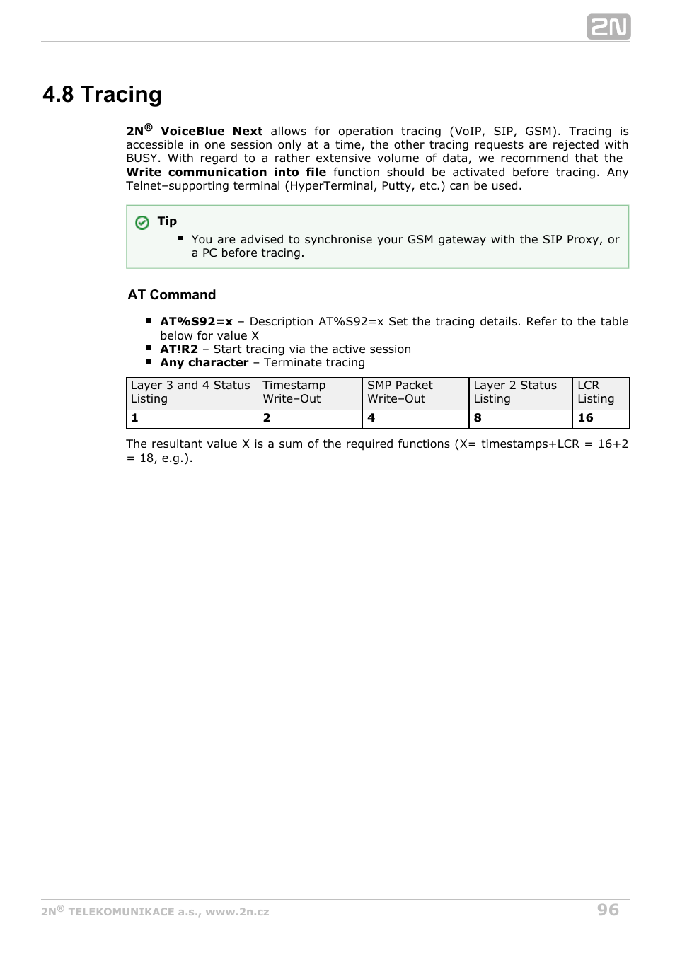 8 tracing | 2N VoiceBlue Next v3.5 User Manual | Page 96 / 108