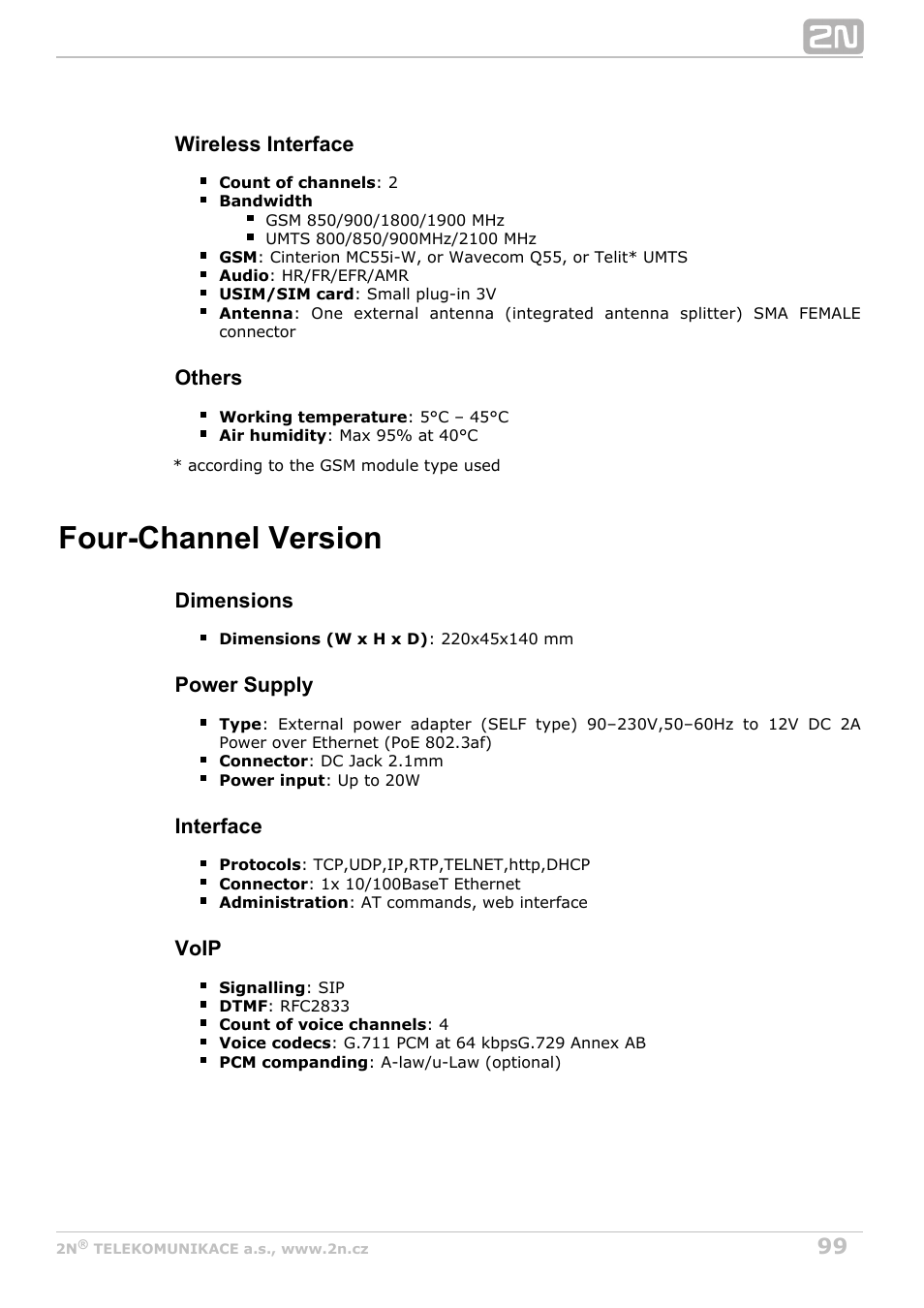 Four-channel version | 2N VoiceBlue Next v3.5 User Manual | Page 99 / 108