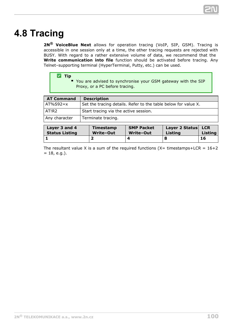 8 tracing | 2N VoiceBlue Next v3.4 User Manual | Page 100 / 112