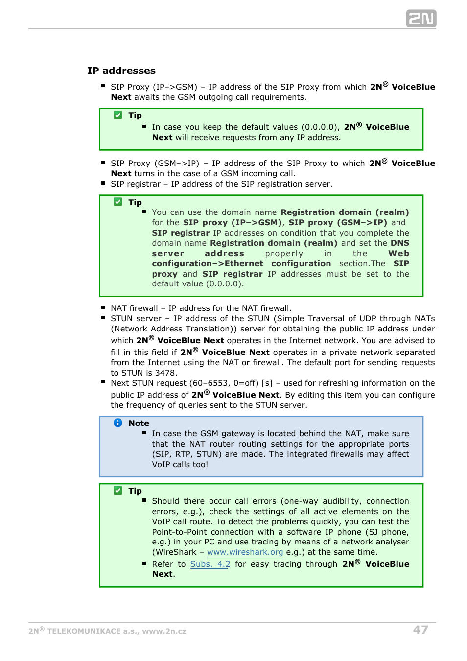 2N VoiceBlue Next v3.4 User Manual | Page 47 / 112