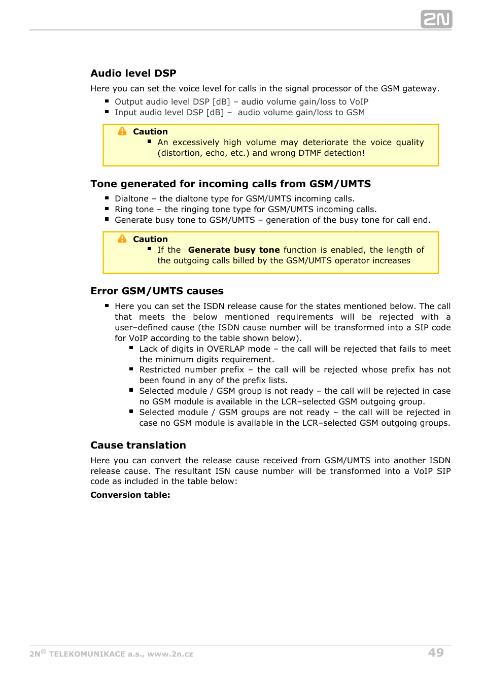 2N VoiceBlue Next v3.4 User Manual | Page 49 / 112