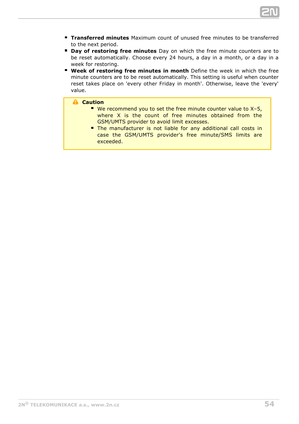 2N VoiceBlue Next v3.4 User Manual | Page 54 / 112