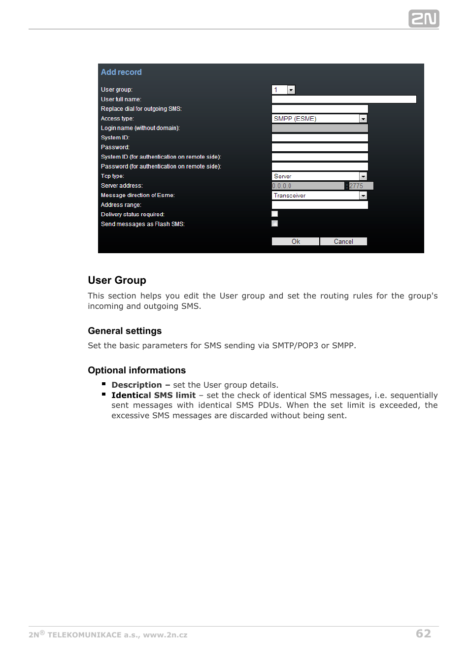 User group | 2N VoiceBlue Next v3.4 User Manual | Page 62 / 112
