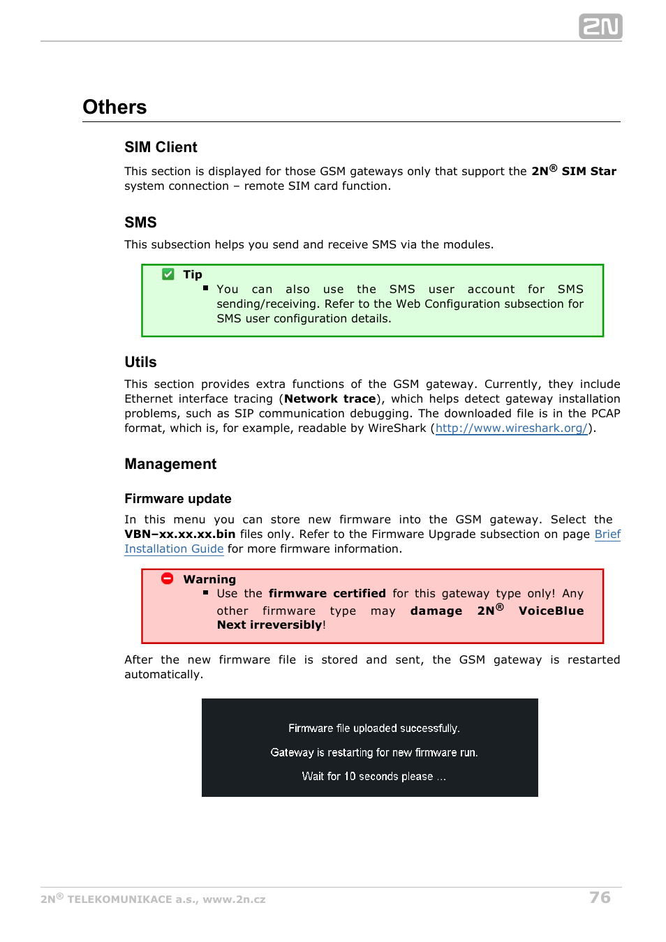 Others, Sim client, Utils | Management | 2N VoiceBlue Next v3.4 User Manual | Page 76 / 112