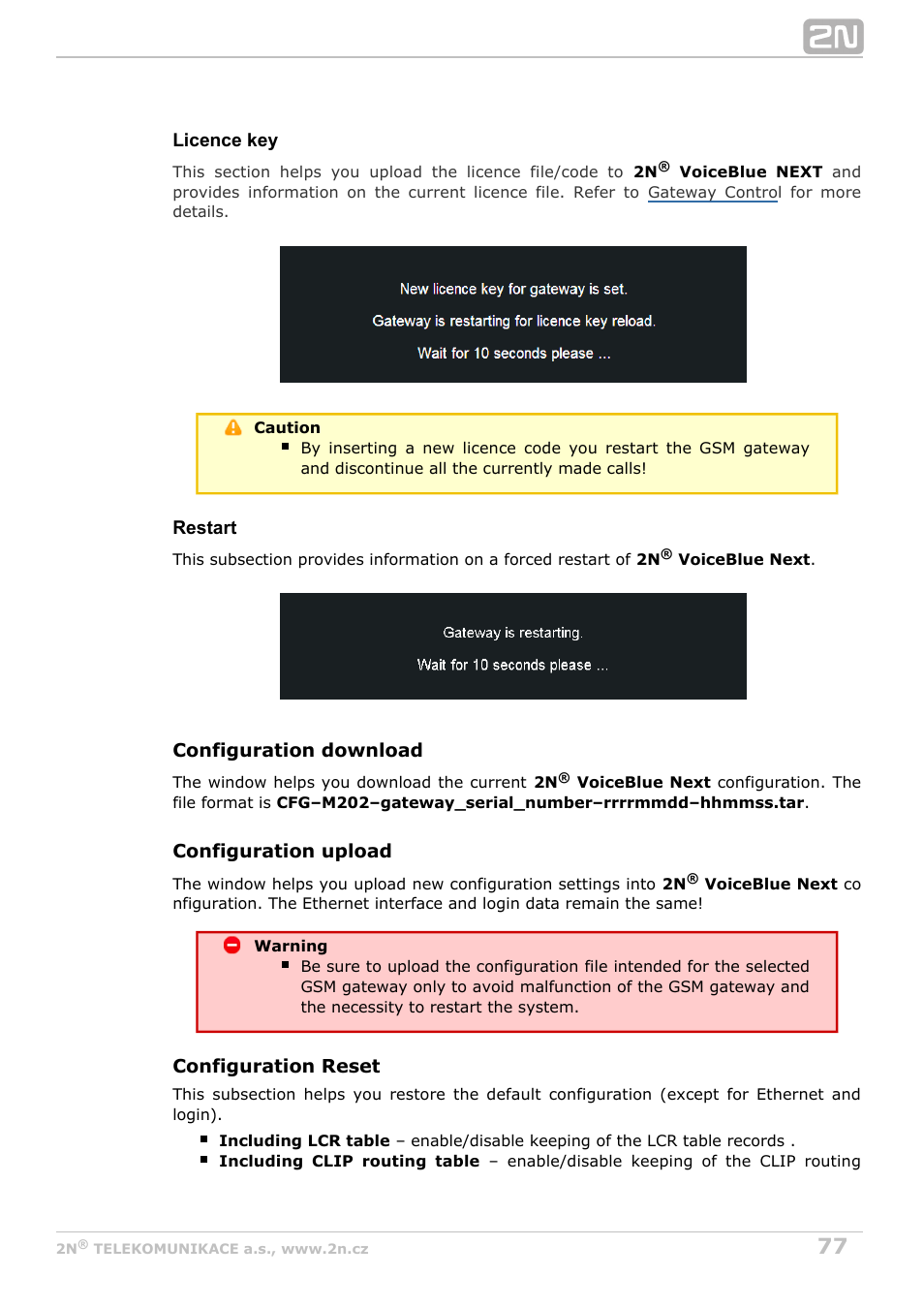 2N VoiceBlue Next v3.4 User Manual | Page 77 / 112