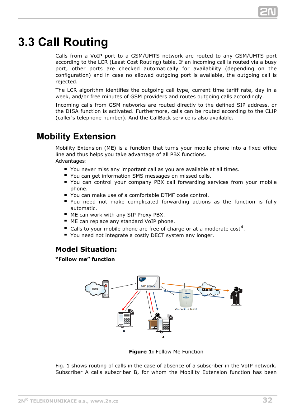3 call routing, Mobility extension | 2N VoiceBlue Next v3.3 User Manual | Page 32 / 108