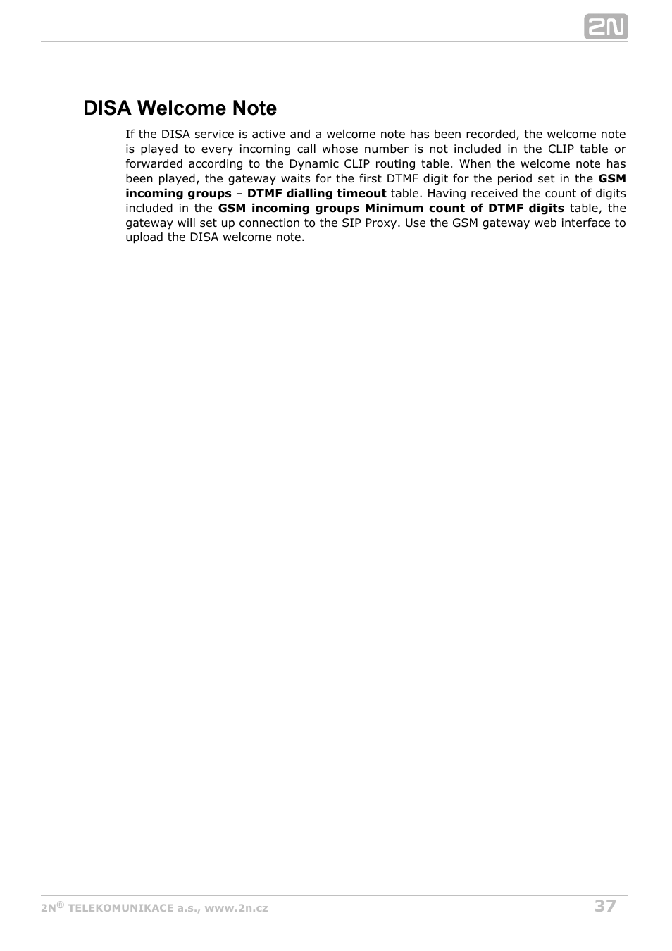 2N VoiceBlue Next v3.3 User Manual | Page 37 / 108