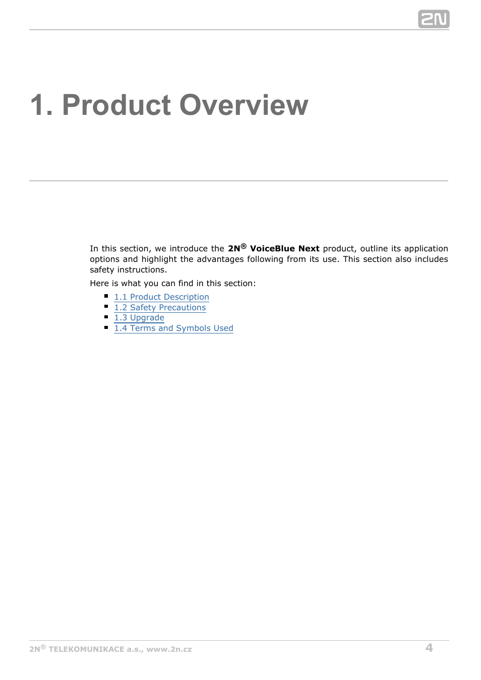 Product overview | 2N VoiceBlue Next v3.3 User Manual | Page 4 / 108