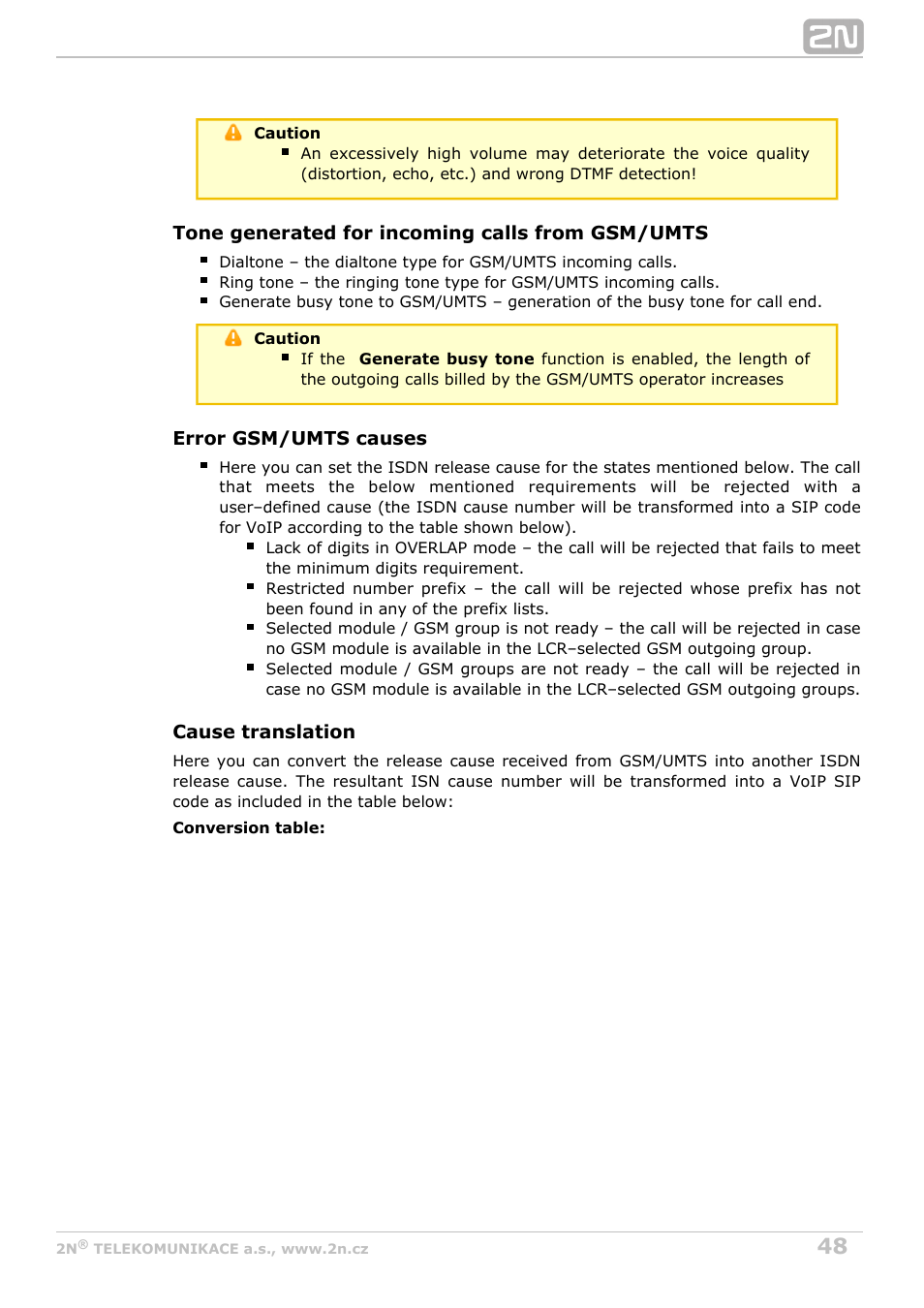 2N VoiceBlue Next v3.3 User Manual | Page 48 / 108