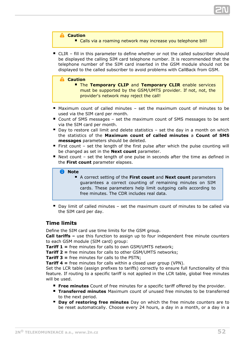 2N VoiceBlue Next v3.3 User Manual | Page 52 / 108
