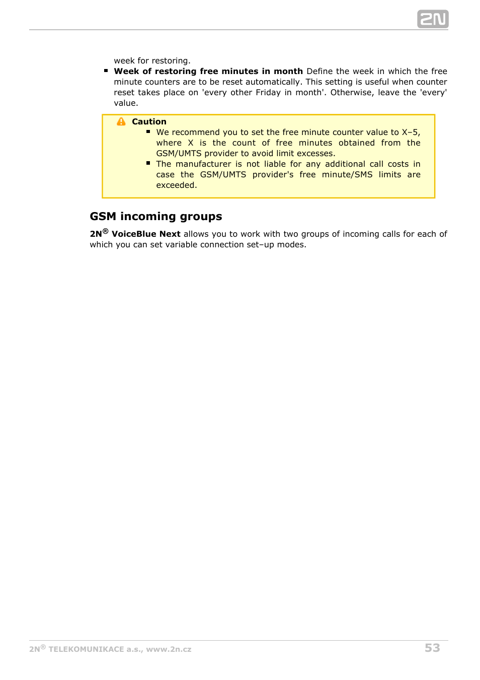 Gsm incoming groups | 2N VoiceBlue Next v3.3 User Manual | Page 53 / 108