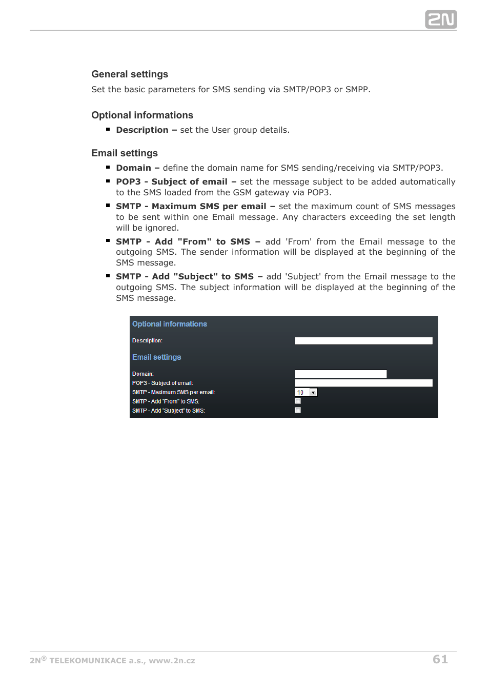 2N VoiceBlue Next v3.3 User Manual | Page 61 / 108