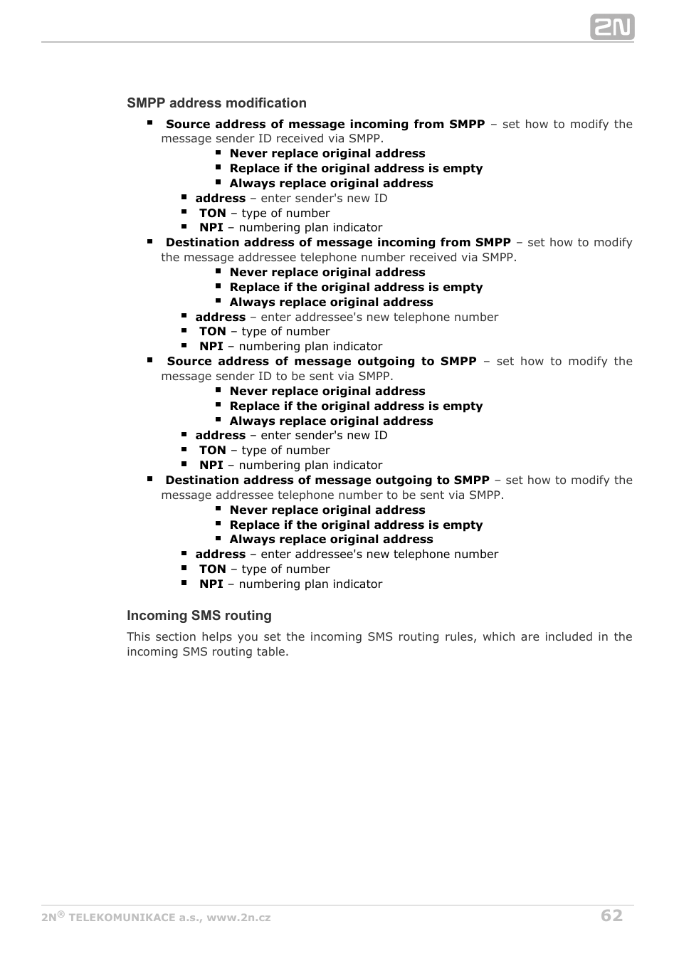 2N VoiceBlue Next v3.3 User Manual | Page 62 / 108