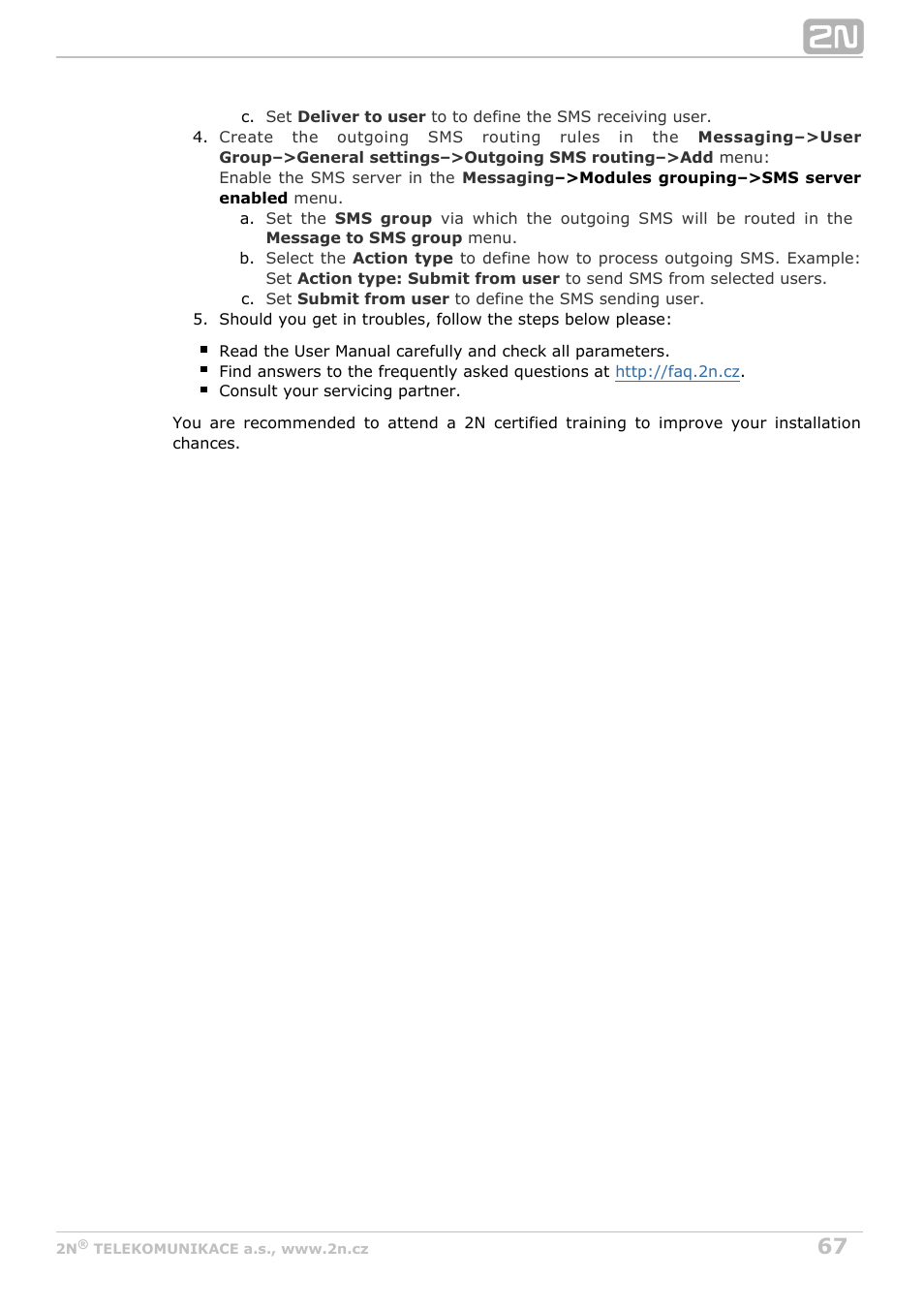 2N VoiceBlue Next v3.3 User Manual | Page 67 / 108