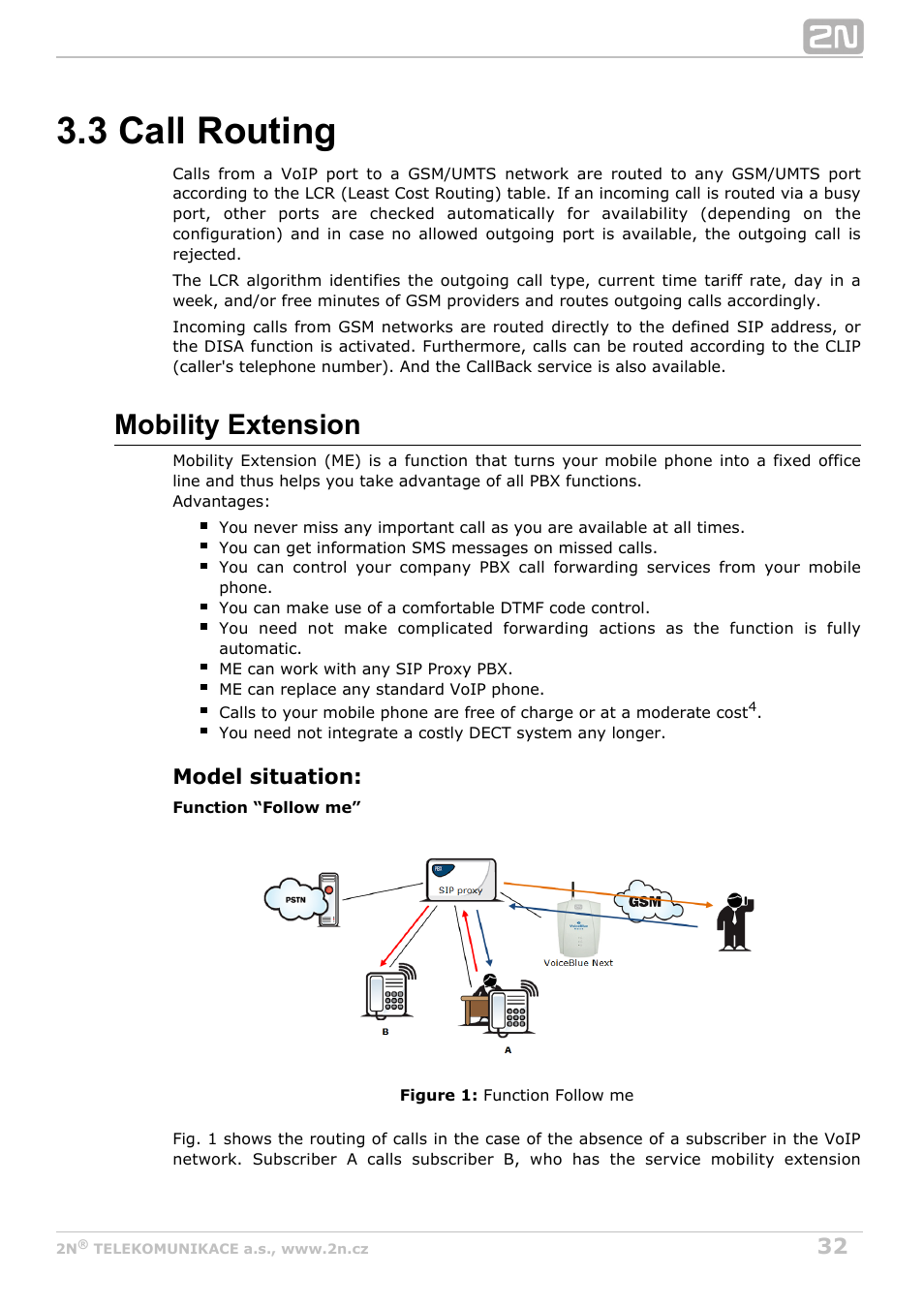 3 call routing, Mobility extension | 2N VoiceBlue Next v3.2 User Manual | Page 32 / 108