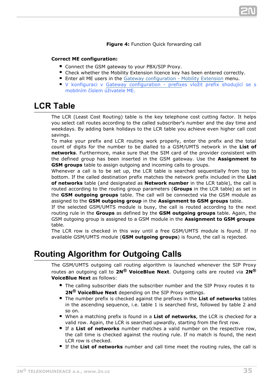 Lcr table, Routing algorithm for outgoing calls | 2N VoiceBlue Next v3.2 User Manual | Page 35 / 108