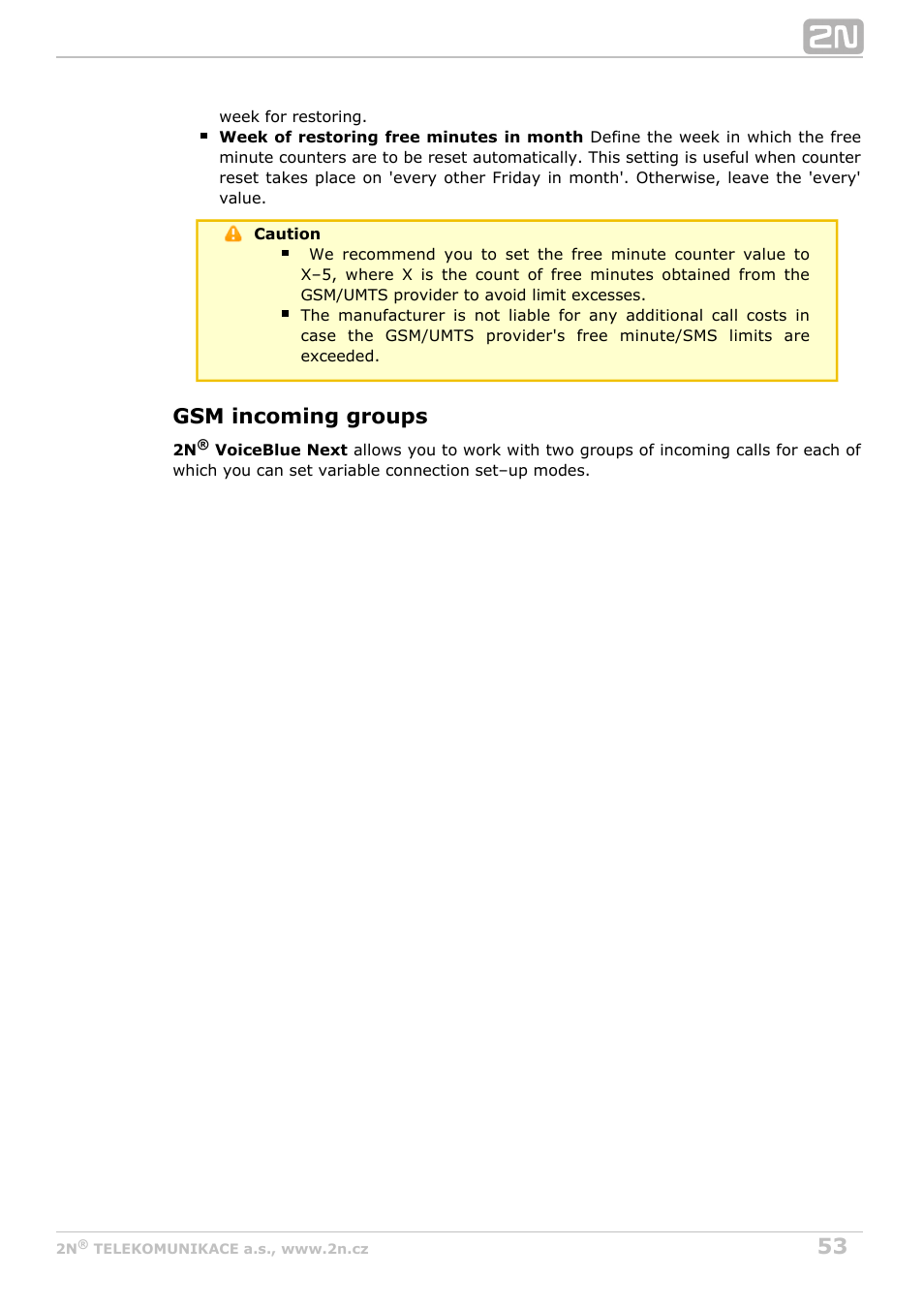 Gsm incoming groups | 2N VoiceBlue Next v3.2 User Manual | Page 53 / 108