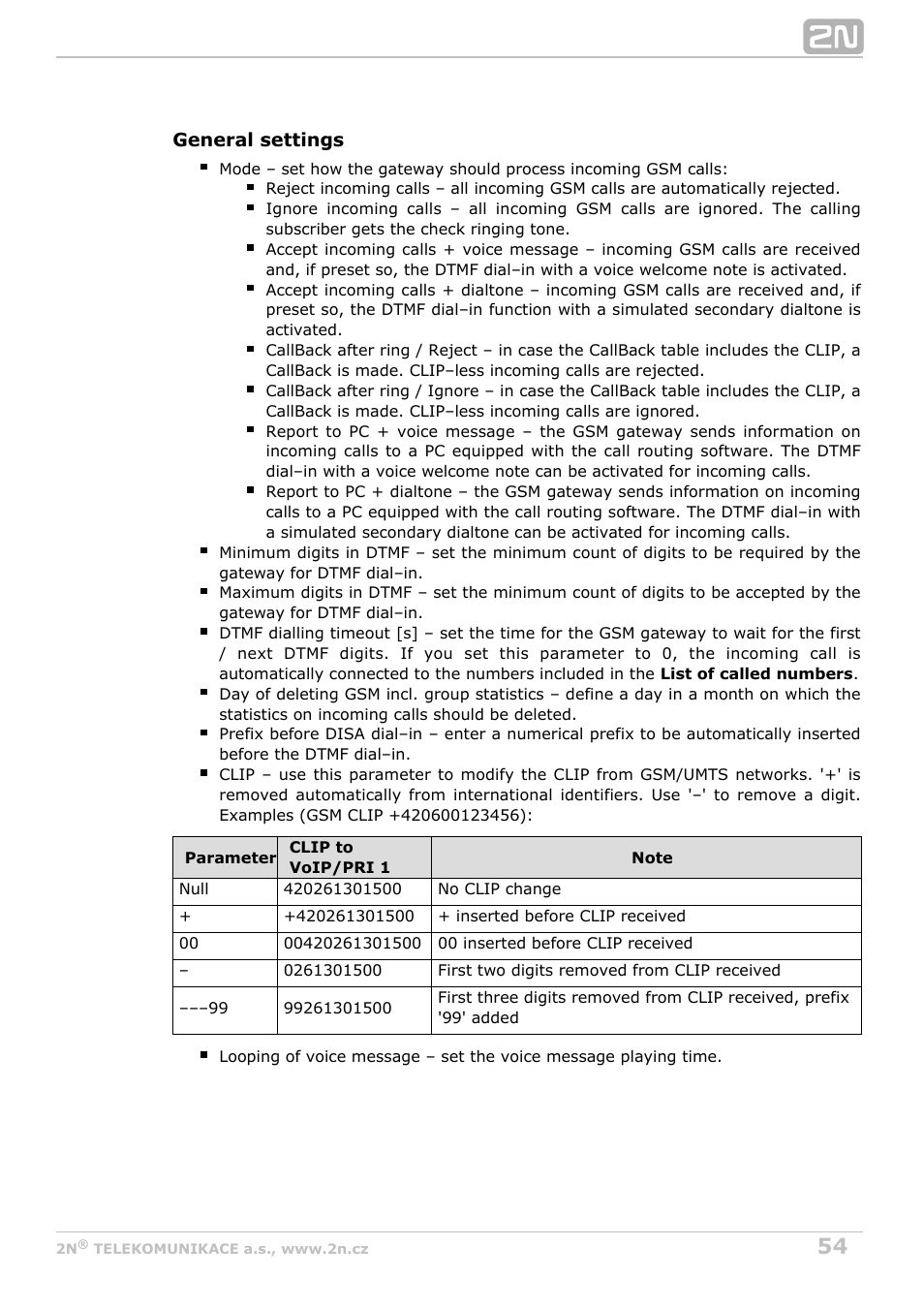 2N VoiceBlue Next v3.2 User Manual | Page 54 / 108