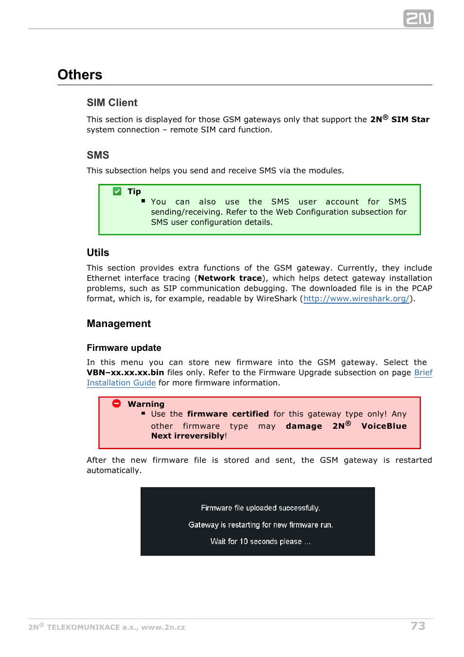 Others, Sim client, Utils | Management | 2N VoiceBlue Next v3.2 User Manual | Page 73 / 108