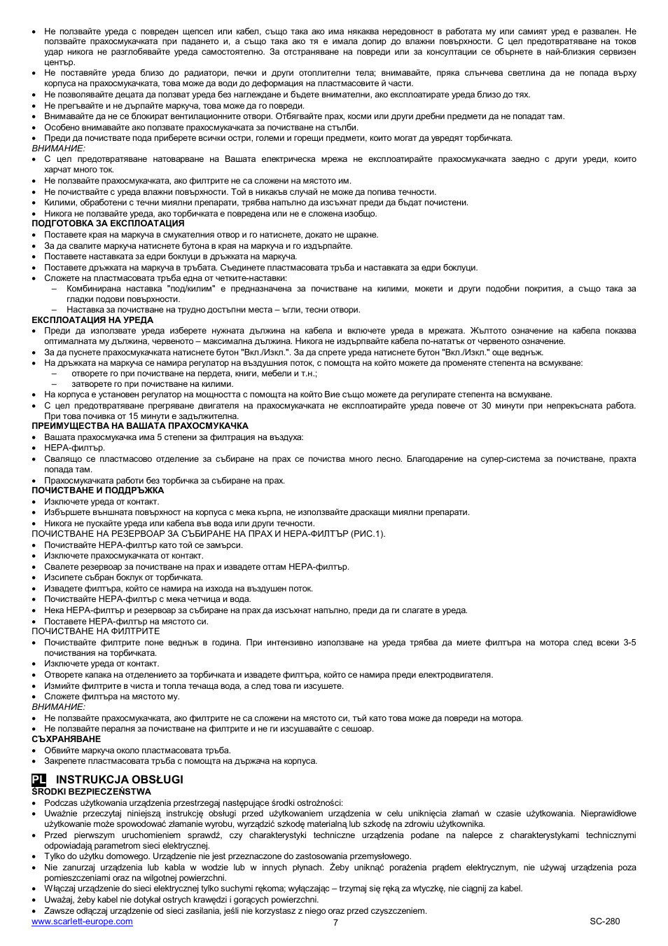 Pl instrukcja obs ugi | Scarlett SC-280 User Manual | Page 7 / 18