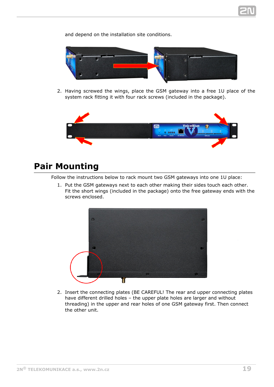 Pair mounting | 2N VoiceBlue Next v3.1 User Manual | Page 19 / 92