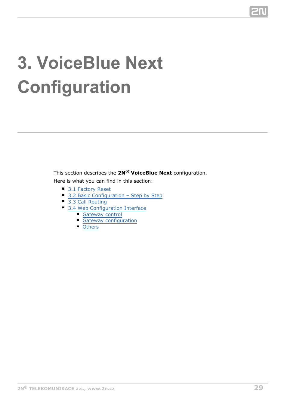 Voiceblue next configuration | 2N VoiceBlue Next v3.1 User Manual | Page 29 / 92