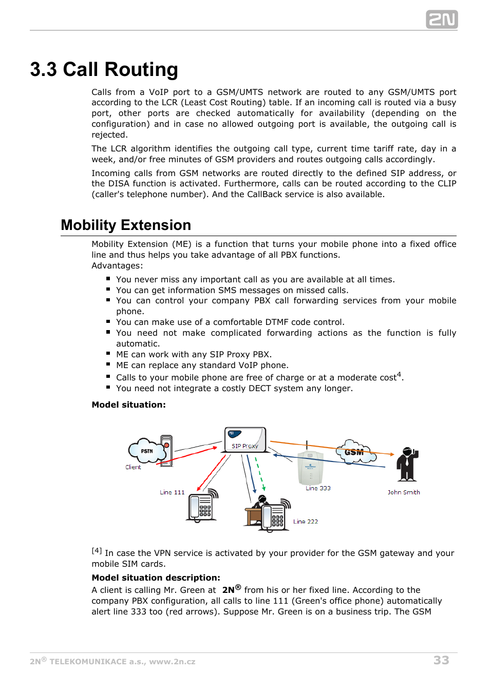 3 call routing, Mobility extension | 2N VoiceBlue Next v3.1 User Manual | Page 33 / 92