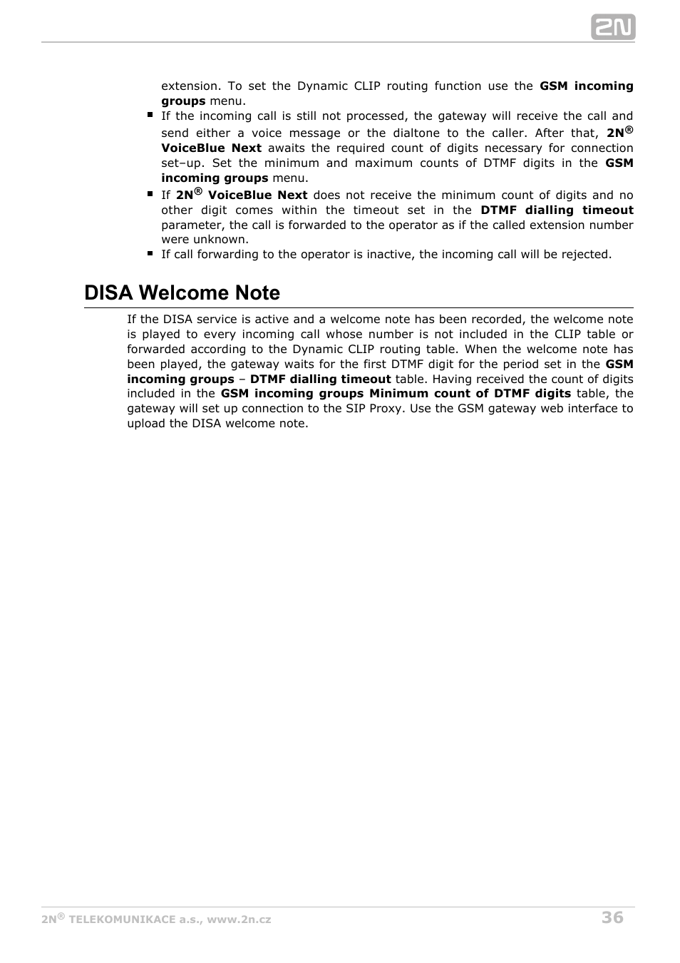 2N VoiceBlue Next v3.1 User Manual | Page 36 / 92