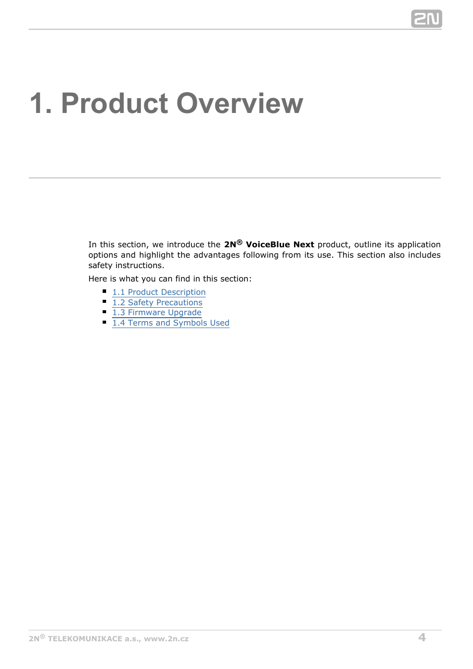 Product overview | 2N VoiceBlue Next v3.1 User Manual | Page 4 / 92