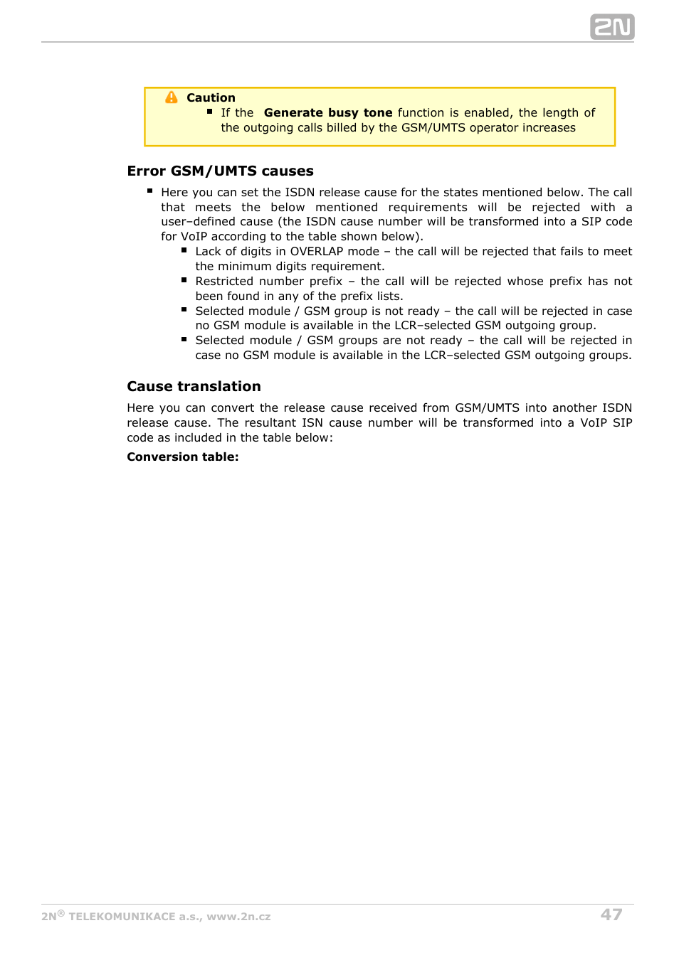 2N VoiceBlue Next v3.1 User Manual | Page 47 / 92