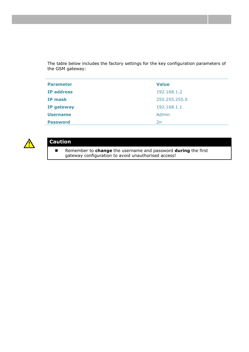 Factory settings, 2 factory settings, Factory settings 2.2 | 2N VoiceBlue Next v3.0 User Manual | Page 19 / 96