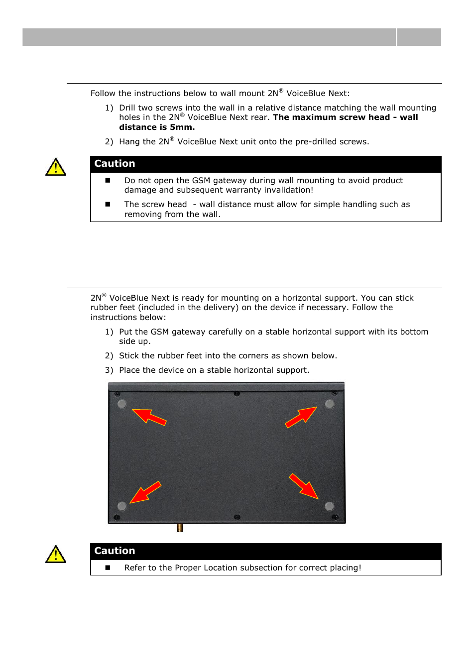 Wall mounting (2-channel version), Horizontal mounting (4-chanel version), Brief installation guide 2.3 | 2N VoiceBlue Next v3.0 User Manual | Page 22 / 96