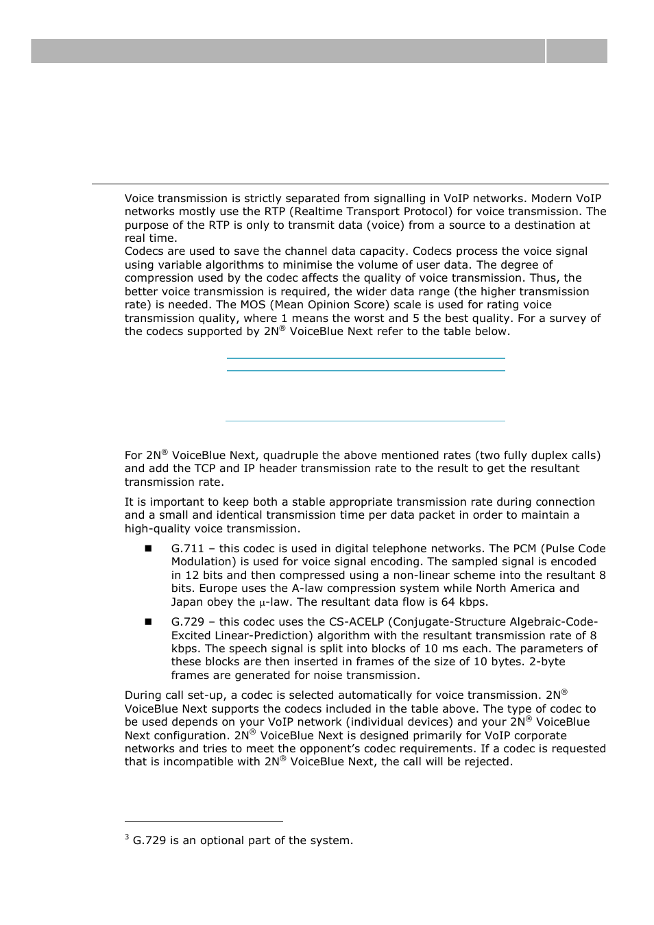 Ip voice transmission, Speech encoding methods, 4 ip voice transmission | Ip voice transmission 2.4 | 2N VoiceBlue Next v3.0 User Manual | Page 29 / 96