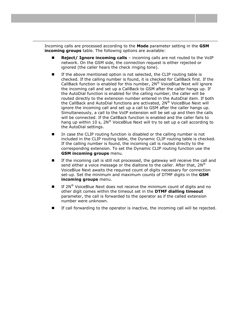 Routing algorithm for incoming calls, Call routing 3.3 | 2N VoiceBlue Next v3.0 User Manual | Page 42 / 96