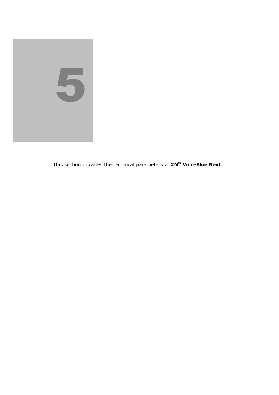 Technical parameters, S. 5 | 2N VoiceBlue Next v3.0 User Manual | Page 85 / 96